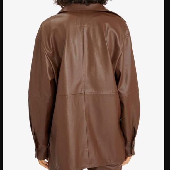 Sanctuary Brown Faux Leather Shirt Jacket Shacket, Small - Picture 2 of 14